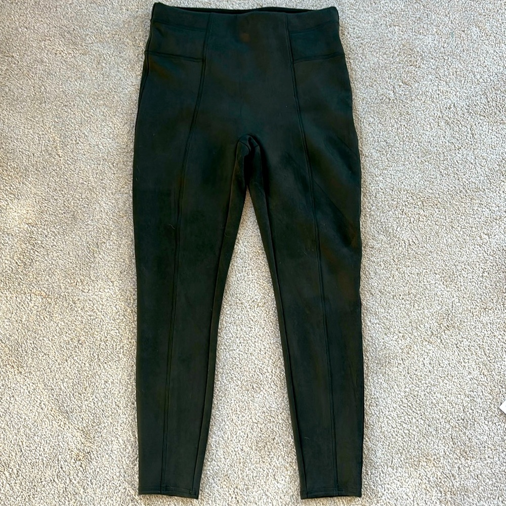 Spanx green faux suede legging